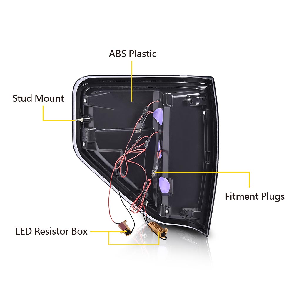 2009-2014 Ford F150 LED Tail Lights – Clear Lens, Black Housing – Full LED Brake & Parking Lamps, Direct Replacement