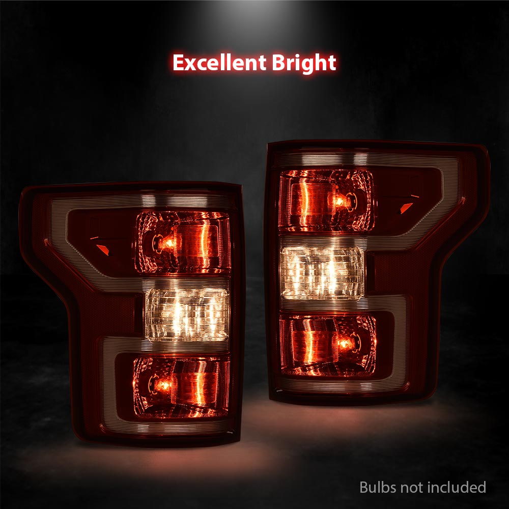thumbnail image 2 of Pair Left+Right Tail Lights For Ford F-150 2018-2020 – Brake Lamps With Bulbs 2 of 4